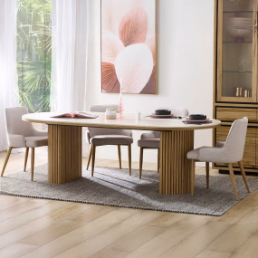 6 Seater Marble Top Dining Table Rectangular