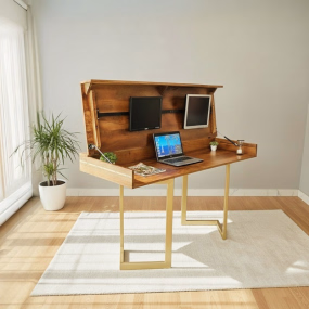 Solid Acacia Wood Transformer Table – Extendable, Standing & Gaming Desk to Dining...