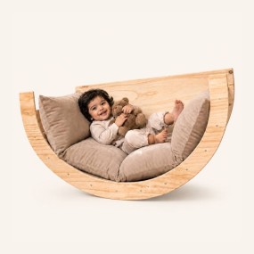Natural Wood 5-in-1 Montessori Climbing Arch Rocker for Kids