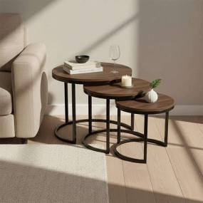 Round Nesting Table . Nesting Table set of 3 . Multi purpose Furniture