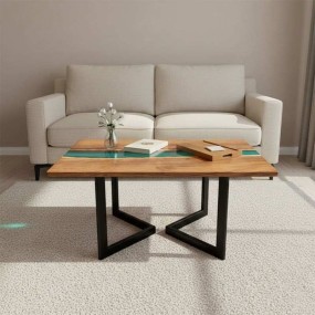 Prism Reflection Epoxy Resin Center Table Custom Live Edge Epoxy Wood Table Wooden...