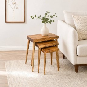 Rhomboid Solid Wood Nesting Table Set of 3 Plectra Solid Wood Coffee Table