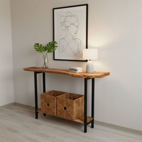 Live edge Console Table With Metal base frame